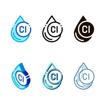 Clorum liquid drop water variants treatment vector icon Stock Illustration