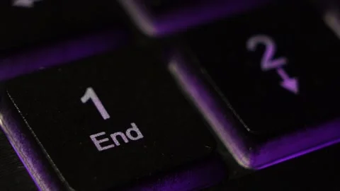 Close-up 1 End calculator button macro shooting the led light on the keyboard Stock Footage 130211671