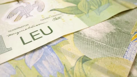 Close-up of a 1 lev banknote (BGN), Bulgaria's national currency. Stock Footage 301446535