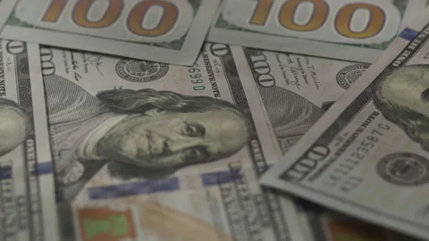 Close Up of 100 Dollar Bills Stock Footage 328709225