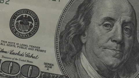 Close up of 100 dollar note, USD panning Stock Footage 40000162