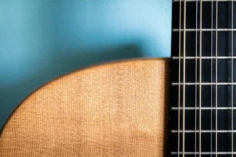 Close Up of 12 string Guitar Neck and Body Stock Photos
