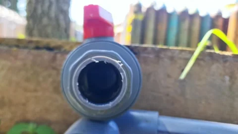 Close up of  1.5 Inch PVC Ball Valve for Water Flow Control in Irrigation System Stock Footage 337675723