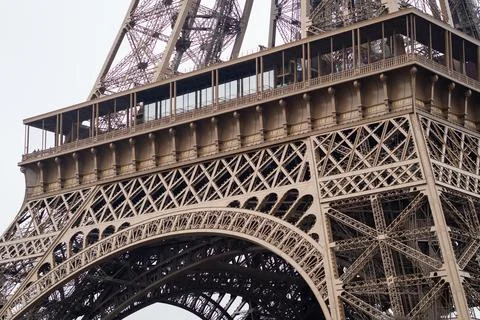 Close-up on the 1st floor of the Eiffel Tower in Paris Stock Photos