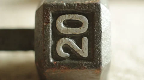 Close up of 20 pound weight 스톡 동영상 38550764