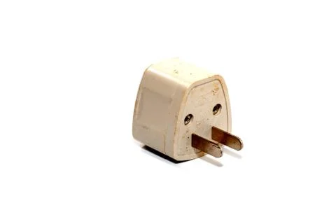 Close up of 3 way plug on white background Stock Photos