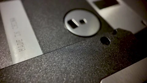 Close Up Of A 3.5 Inch Floppy Diskette In A Retro PC Setup Stock Footage 321041748