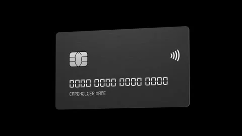 Close-up 3D animation of stylish black credit cards fanned out, highlighting con Stock Footage 291961101