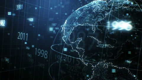 Close-up 3d Animation of Turning Earth Hologram with Numbers and Dots Seamless 스톡 동영상 102831463