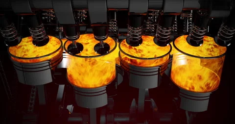 Close-Up 3D Animation of V8 Engine Pistons in Motion Stock Footage 313925504