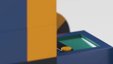 Close-up of 3d cubes,ball.Abstract micro data flow with pie chart, cubes.3d Stock Footage 204991865