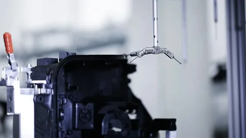 Close up of a 3D dimension measurement plastic parts by CMM 库存影片 143133803