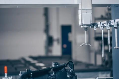 Close up of 3D dimension measurement plastic parts by CMM, 3D automatic Фото