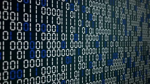 Close up 3D Futuristic digital data code screen. abstract background. cyber Stock Footage 155321103