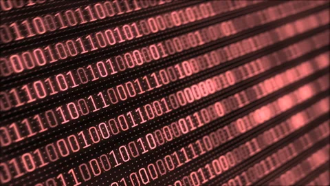 Close-up 3D futuristic digital data code red screen colors. abstract background. Stock Footage 195694709