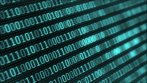 Close-up 3D futuristic digital data code blue, turquoise, tiffany screen colors. Stock Footage 195694738