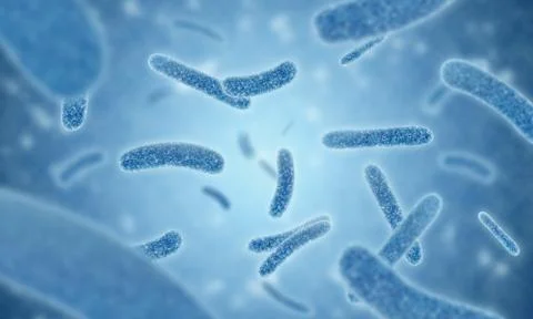 Close up of 3d illustration microscopic blue of Legionella pneumophila bacter Stock Illustration