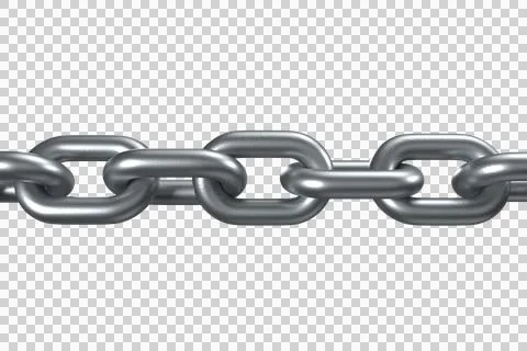 Close up 3d image of silver shiny metal chain Illustrazione stock