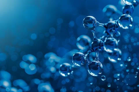 Close-up of a 3d molecule model with a blue bokeh background Stock Photos