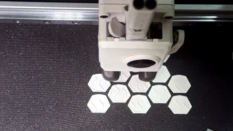 Close-Up of 3D Printer Creating Small Textile Components with Additive Manufactu Stock-Footage 344286873