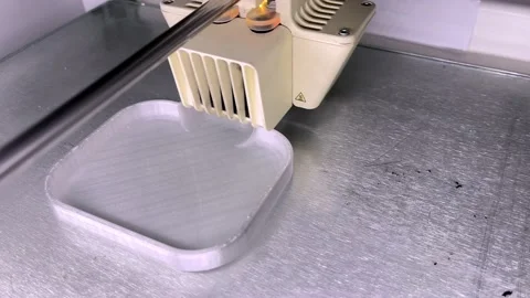 Close up of 3d Printer printing Stock Footage 216913657