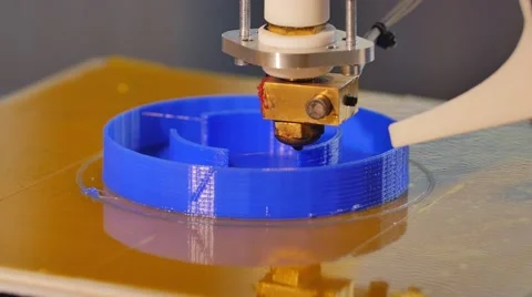 Close-up 3D Printer At Work printing 3d plastic model Stock Footage 56370175