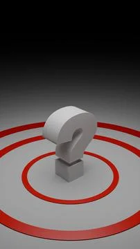 Close-up 3D question mark on red concentric target circles Stock Illustration