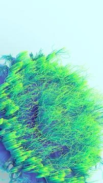 Close-up 3D render of an abstract blue and green organic particle structure.. 스톡 일러스트