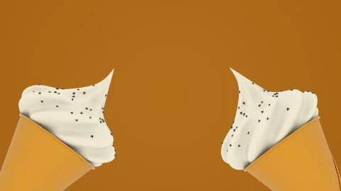 Close up of 3d render ice cream on brown background. Stock Illustration