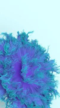 Close-up 3D render of an intricate blue and purple organic particle structu.. Stock Illustration