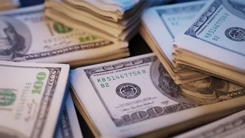 Close up 3d render money banknote dollar, dolly camera animation Stock Footage 254657932