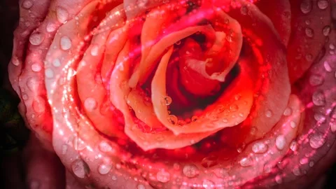 Close up 3D render of vibrant red roses covered in water drops Stock Footage 346888451
