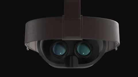 Close up 3D render of a virtual reality headset with bright green chroma key Stock Footage 328698063