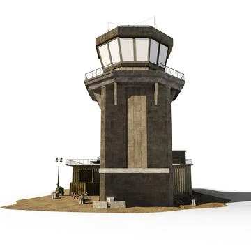 Close-up of a 3D rendered scale model of a military watch tower Stock Illustration
