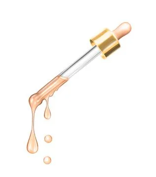 Close up 3d rendering Beige foundation or foundation on a cosmetic pipette Stock Illustration