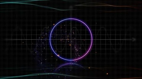 Close up 3d rendering shot of sine wave and circle. Stock-Illustration