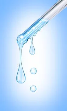 Close up 3d rendering yellow oil a cosmetic pipette on blue gradient background Stock Illustration