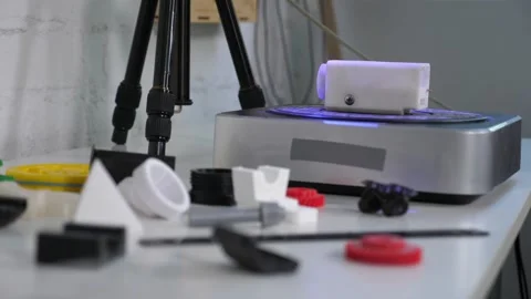 A close-up 3d scanner scans a plastic part for printing on a 3d printer. Stock Footage 251876242