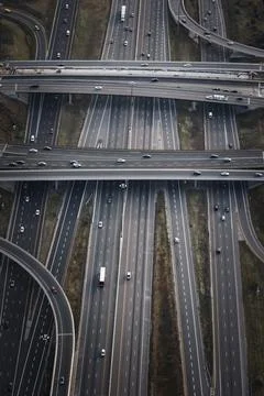 Close-up of the 401 highway intersection in Toronto, Canada Stock Photos
