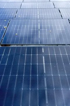Close Up of 435 WP Bifacial Solar Panels Photo 12 of 16 Stock Photos