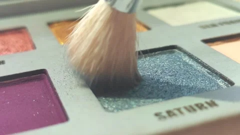 Close-up 4K video of applying blush using a soft brush Stock Footage 277917298