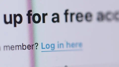 Close-up 4K view of an interface switching between "Sign up" and "Log in here" b Stock Footage 342777979