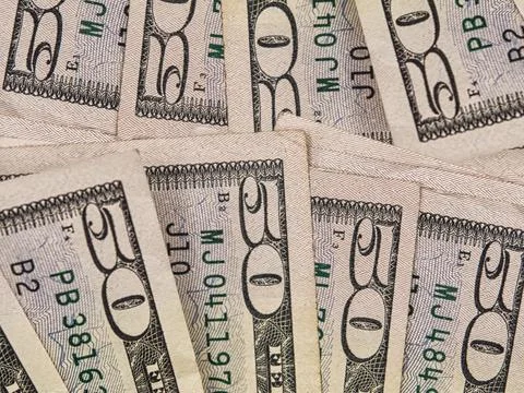 Close up of 50 Dollar Bills Stock Photos