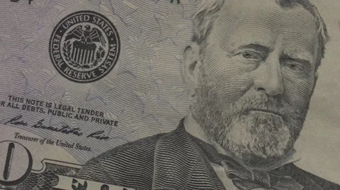 Close up of 50 dollar note, USD panning Video stock 40000341