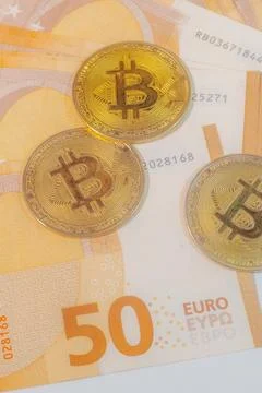 A close-up of a 50 euro banknote placed on a collection of transparent. Foto stock