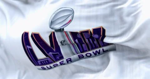 Close-up of 58th Super Bowl flag waving Stock Illustration