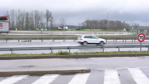 A close-up of the A6 highway Stock Footage 295964370