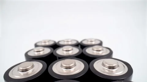 Close up of AA batteries on white background isolated Stock Footage 328962643