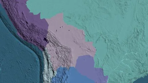 Close-up of aadministrative map centered on Bolivia イラスト素材