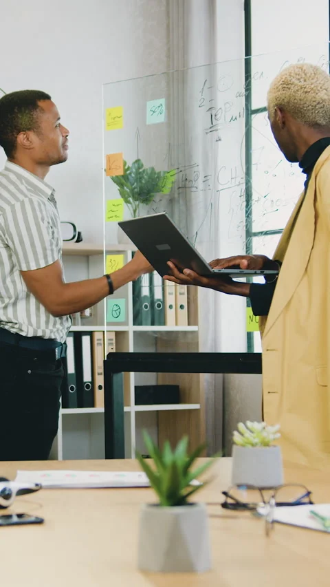 Close up of aatractive purposeful high-skilled 30s multicultural men-office work Stock Footage 325393039